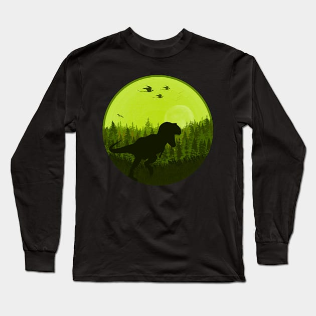 Dinosaur Landscape Long Sleeve T-Shirt by ak3shay